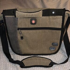 SwissGear Tan and Black Messenger Bag with Adjustable Strap